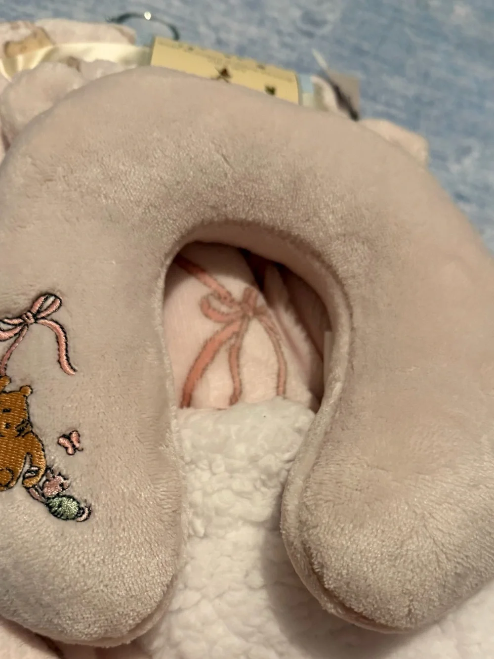 Disney Pink Plush Baby Neck Pillow & Blanket Set with Winnie the Pooh Embroidery